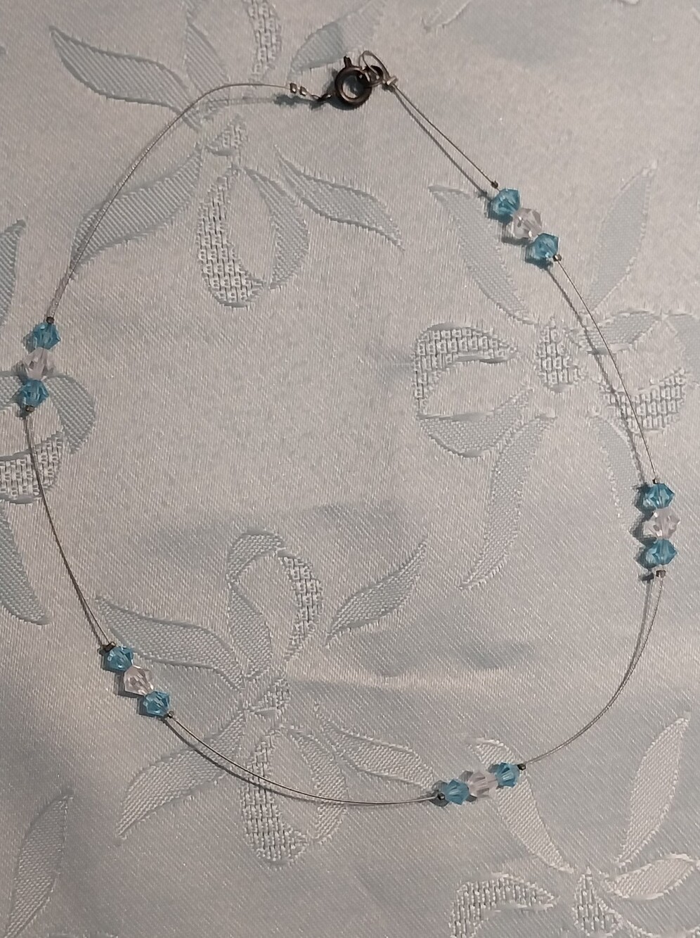 Delicate Blue Crystal Station Necklace